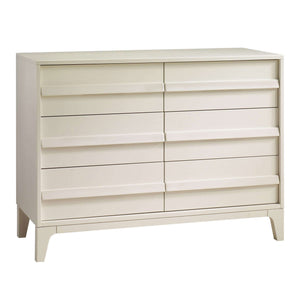 Linen Natart Kyoto Double Dresser with Oak handles - 3/4 Front View | Bambi Baby