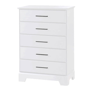 White Solid Wood Natart Taylor 5 Drawer Dresser - Front View | Bambi Baby