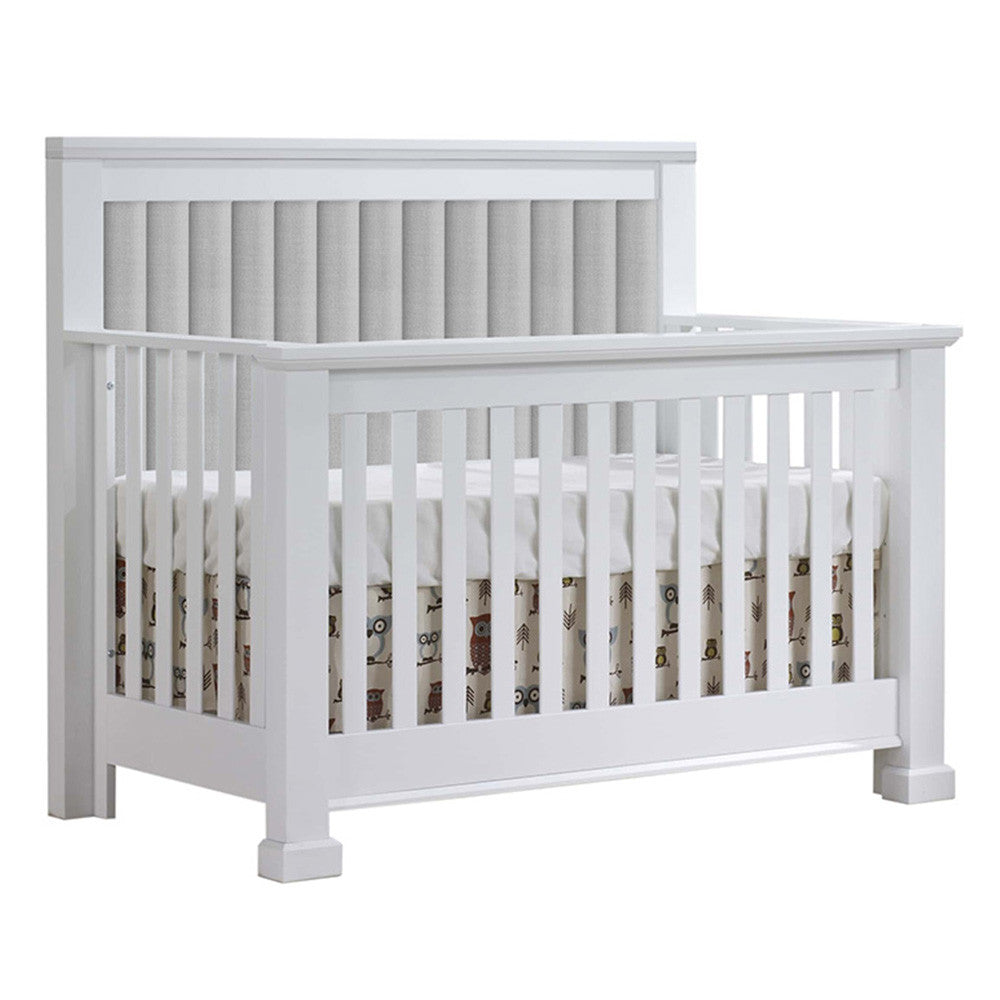 Natart Taylor "5-in-1" Convertible Crib with Channel Tufted Panel Linen Grey (w/out rails)- Bambi Baby