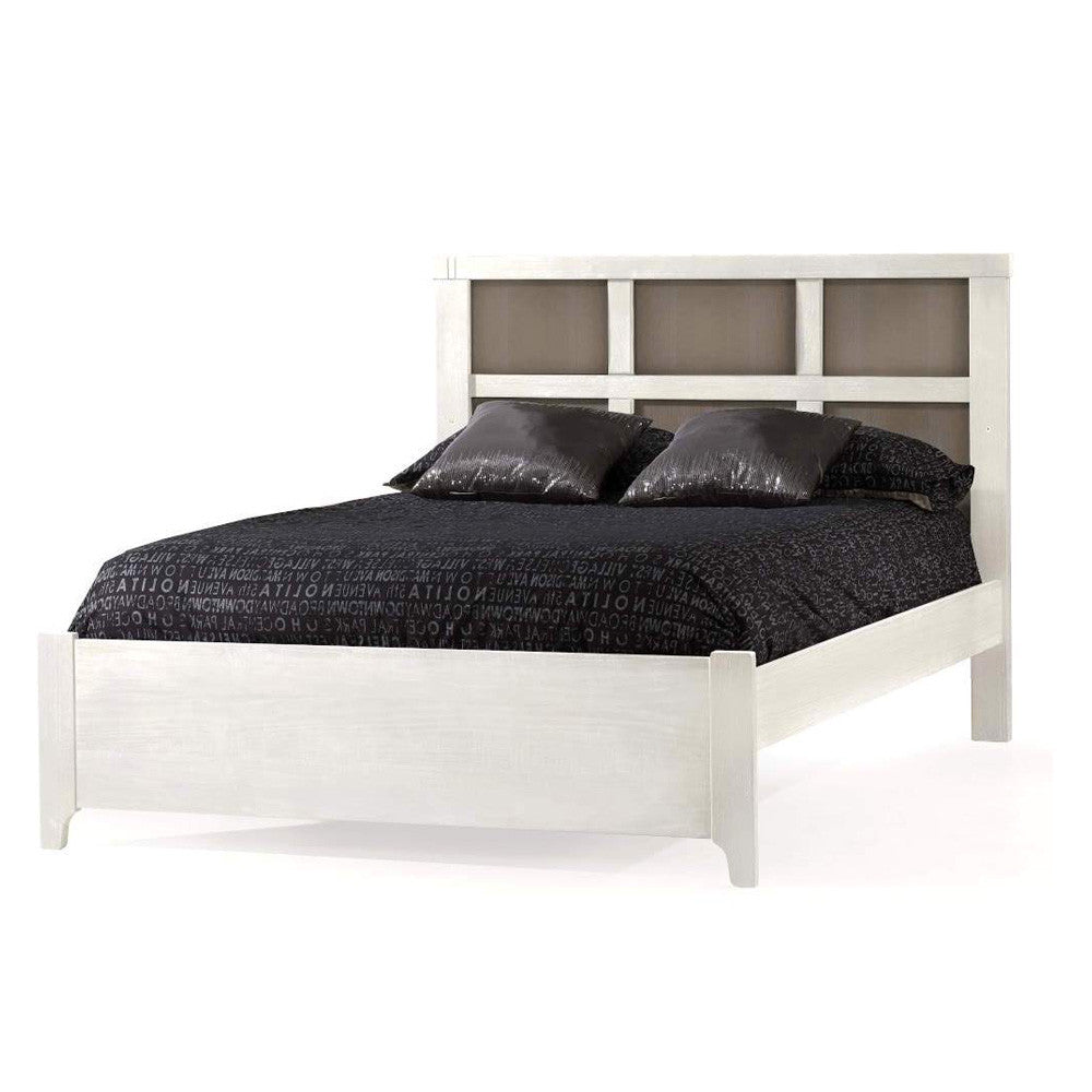 Natart Rustico Moderno Double Bed 54" with Low profile footboard & rails in White and Natural Oak- Bambi Baby