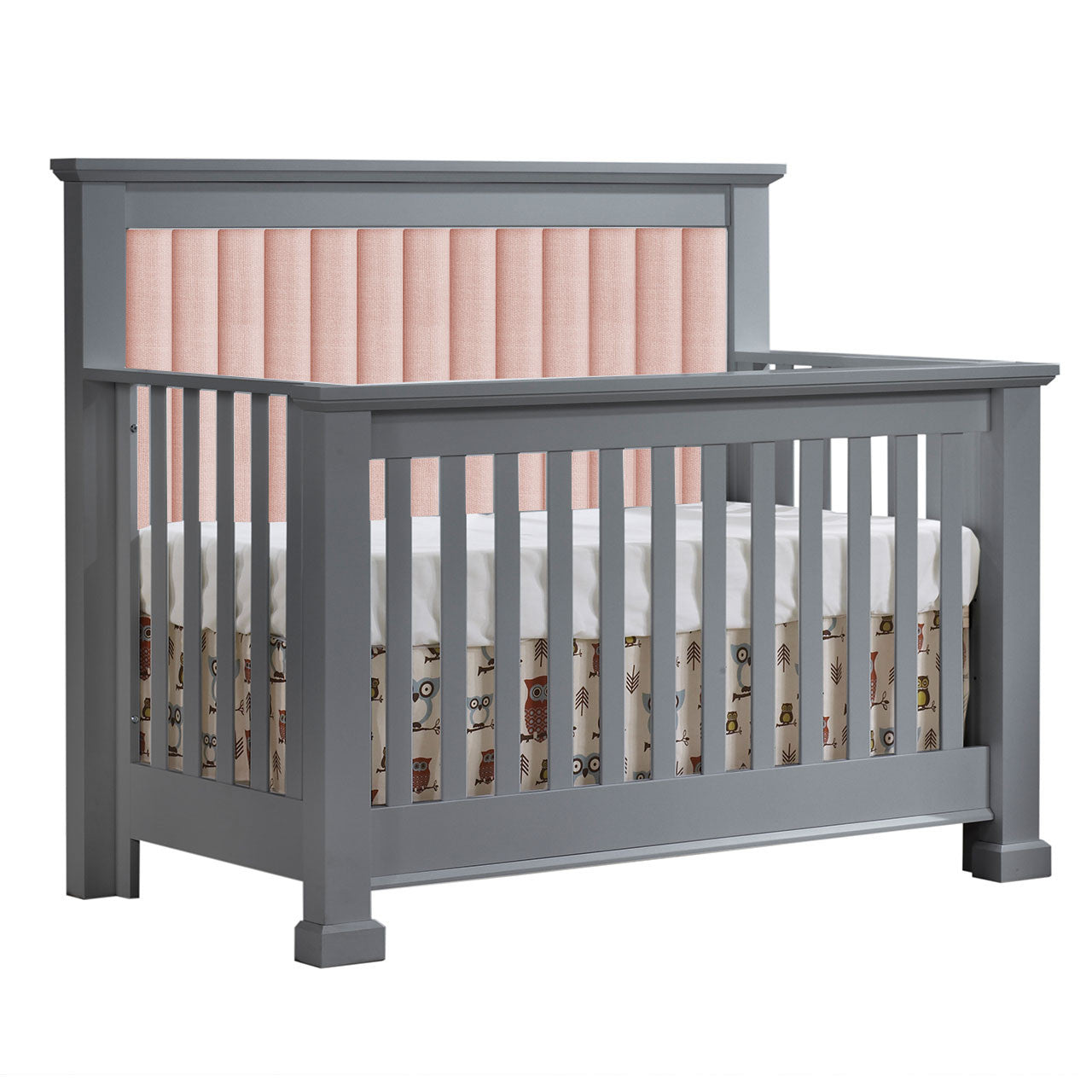 Natart Taylor ''5-in-1'' Convertible Crib with Channel Tufted Panel Blush (w/out rails)- Bambi Baby