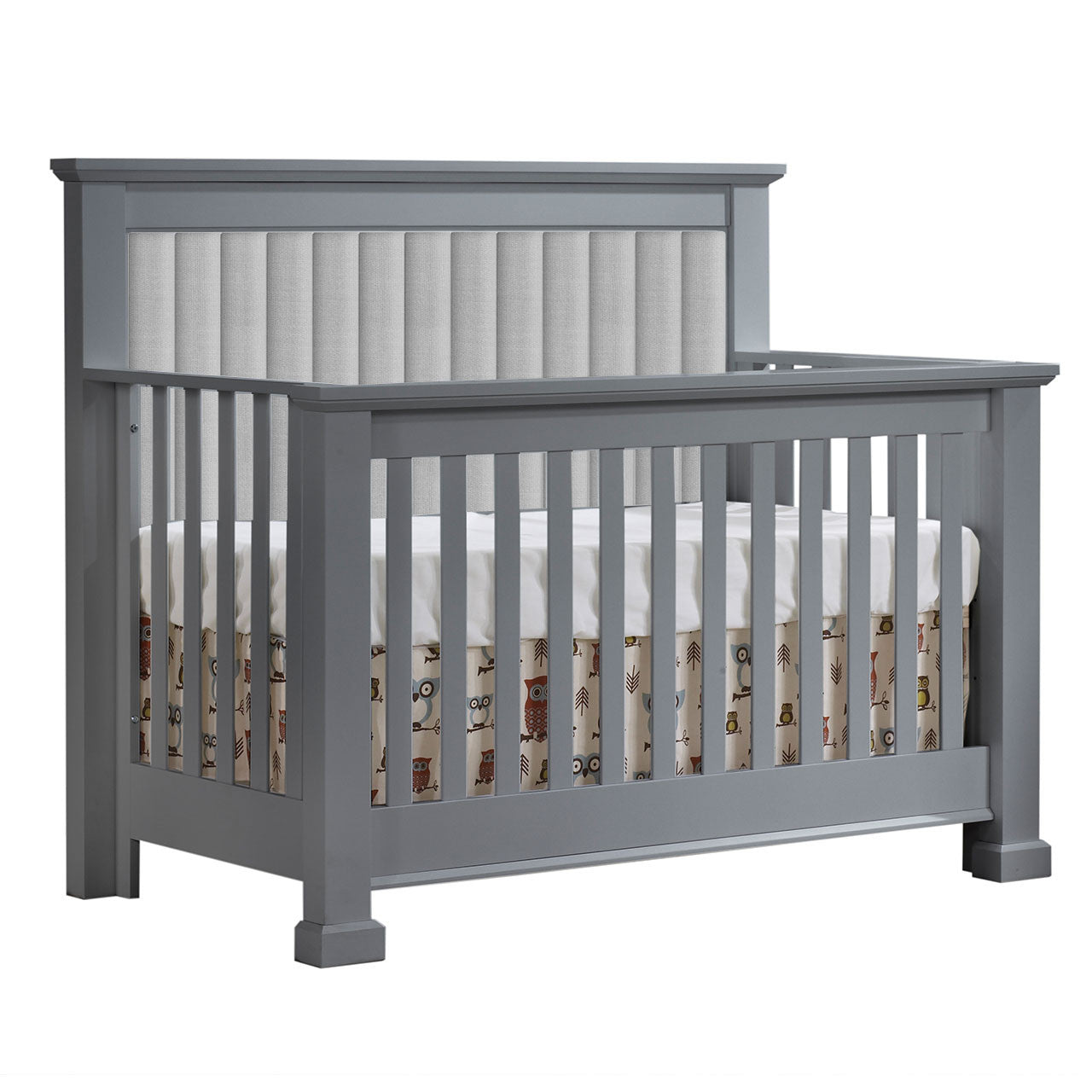 Natart Taylor "5-in-1" Convertible Crib with Channel Tufted Panel Linen Grey (w/out rails)- Bambi Baby