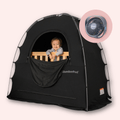 Black SlumberPod Blackout Sleep Tent with Mini Fan - Front View | Bambi Baby