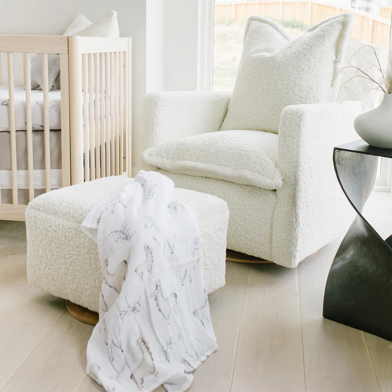 Oilo Ottoman Small Rectangle Wood Base- Bambi Baby