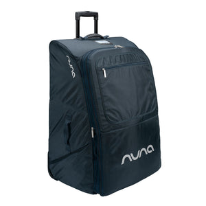 Indigo Nuna Wheeled Travel Bag - Front View with Telescoping Handle | Bambi Baby