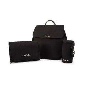 Black Nuna Diaper Bag Caviar - Three Piece Set Angle View | Bambi Baby