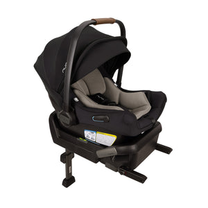Caviar Nuna PIPA Aire Infant Car Seat - Angled View on Base | Bambi Baby