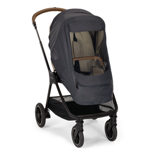 Indigo Nuna Stroller Wind Cover on Stroller - Front View | Bambi Baby