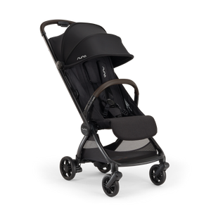 Caviar Black Nuna VIAA cabn Compact Travel Stroller - Angle View | Bambi Baby