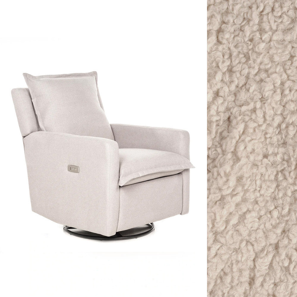 Oilo Flynn Glider w/ Power & USB in Sheepskin Linen- Bambi Baby