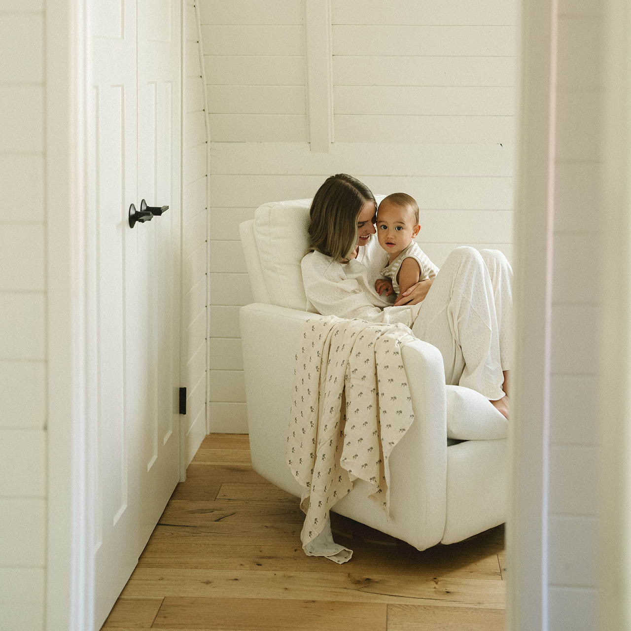Oilo Drew Recliner in Cottage Flax- Bambi Baby