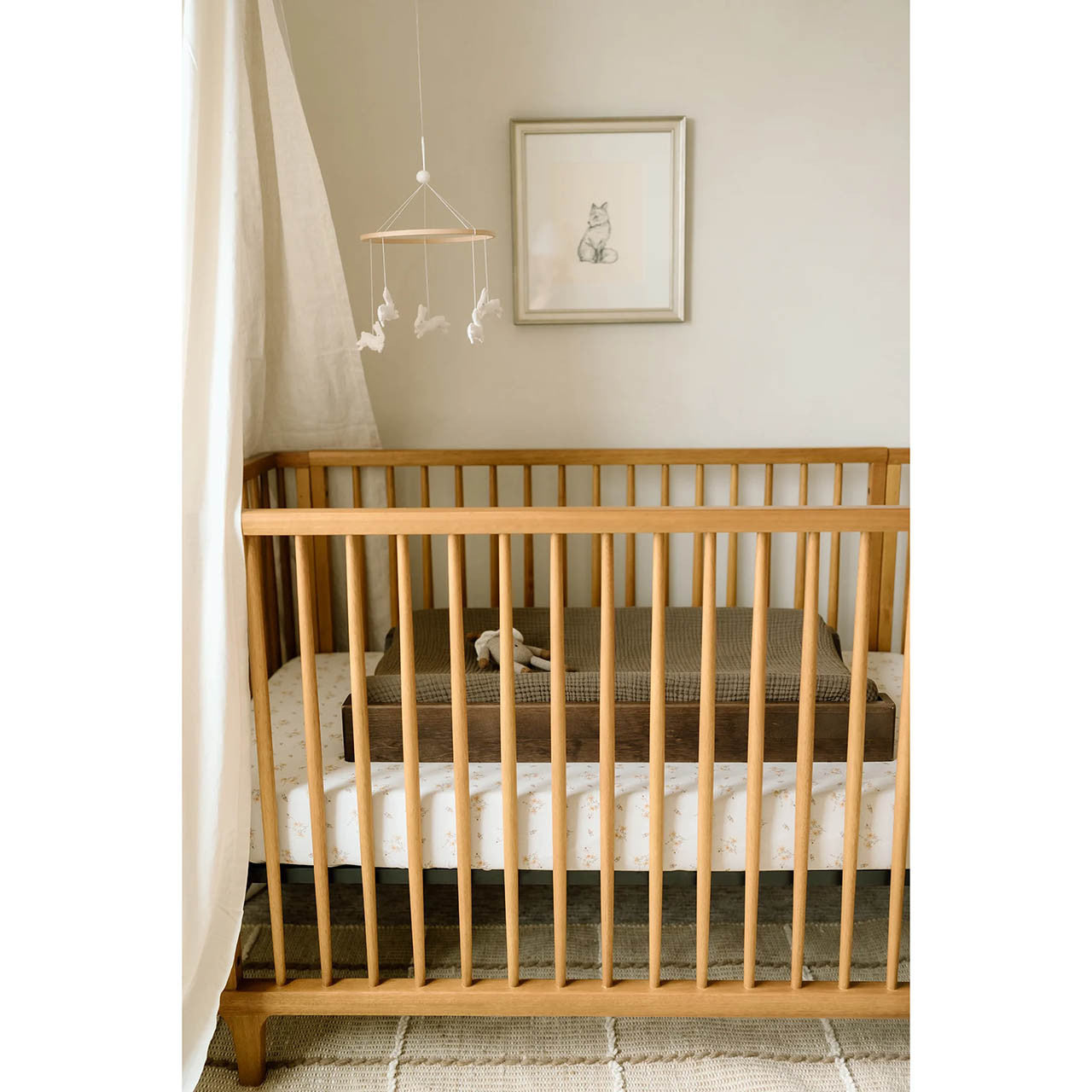 Oilo Fable Changing Pad Cover- Bark Organic 4 Way Muslin- Bambi Baby