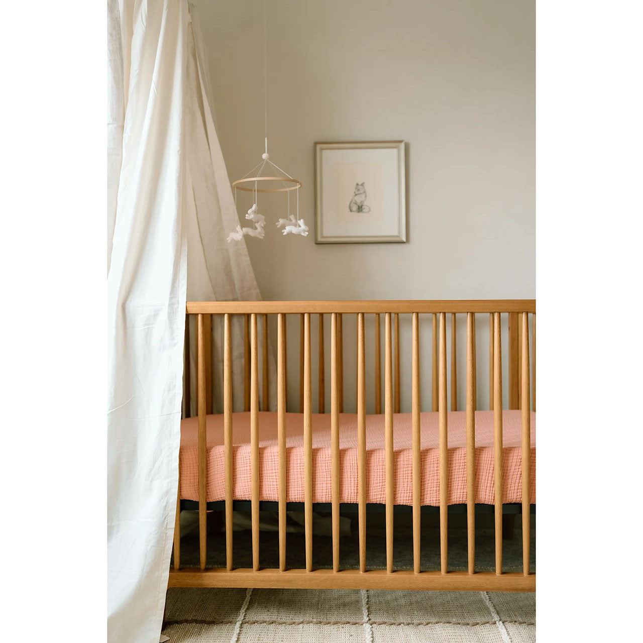 Oilo Fable Crib Sheet- Rosette Organic 4 Way Muslin- Bambi Baby