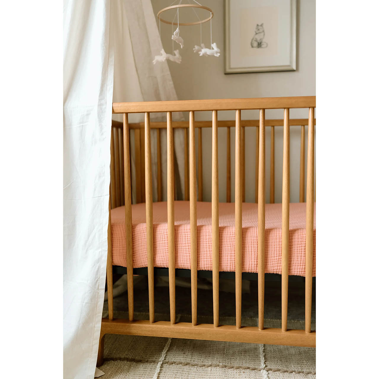 Oilo Fable Crib Sheet- Rosette Organic 4 Way Muslin- Bambi Baby