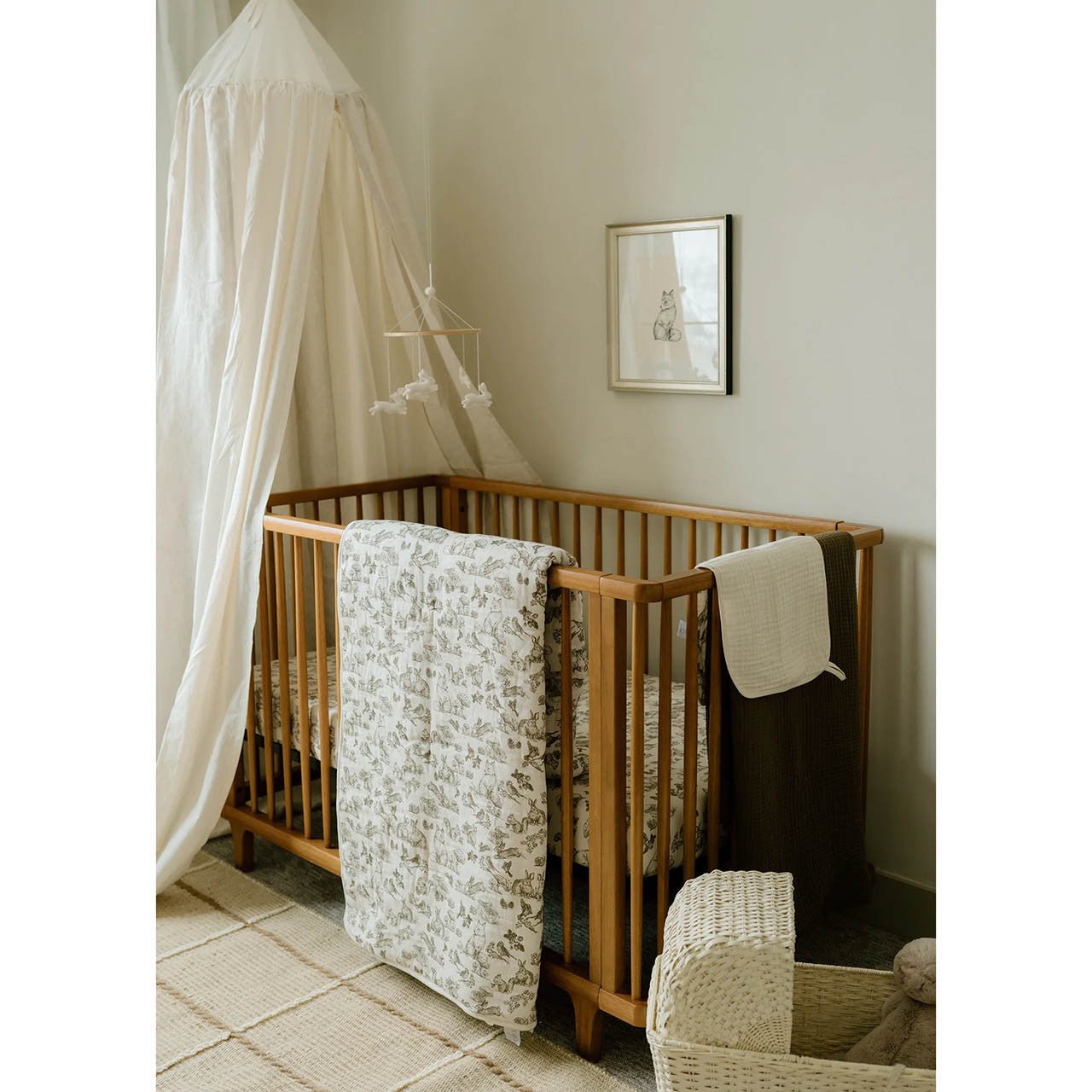 Oilo Fable Crib Sheet- Woodland Organic Jersey- Bambi Baby