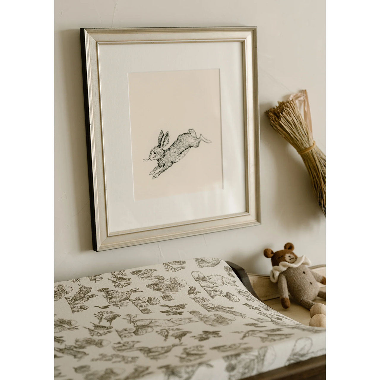 Oilo Fable Changing Pad Cover- Woodland Organic Jersey- Bambi Baby
