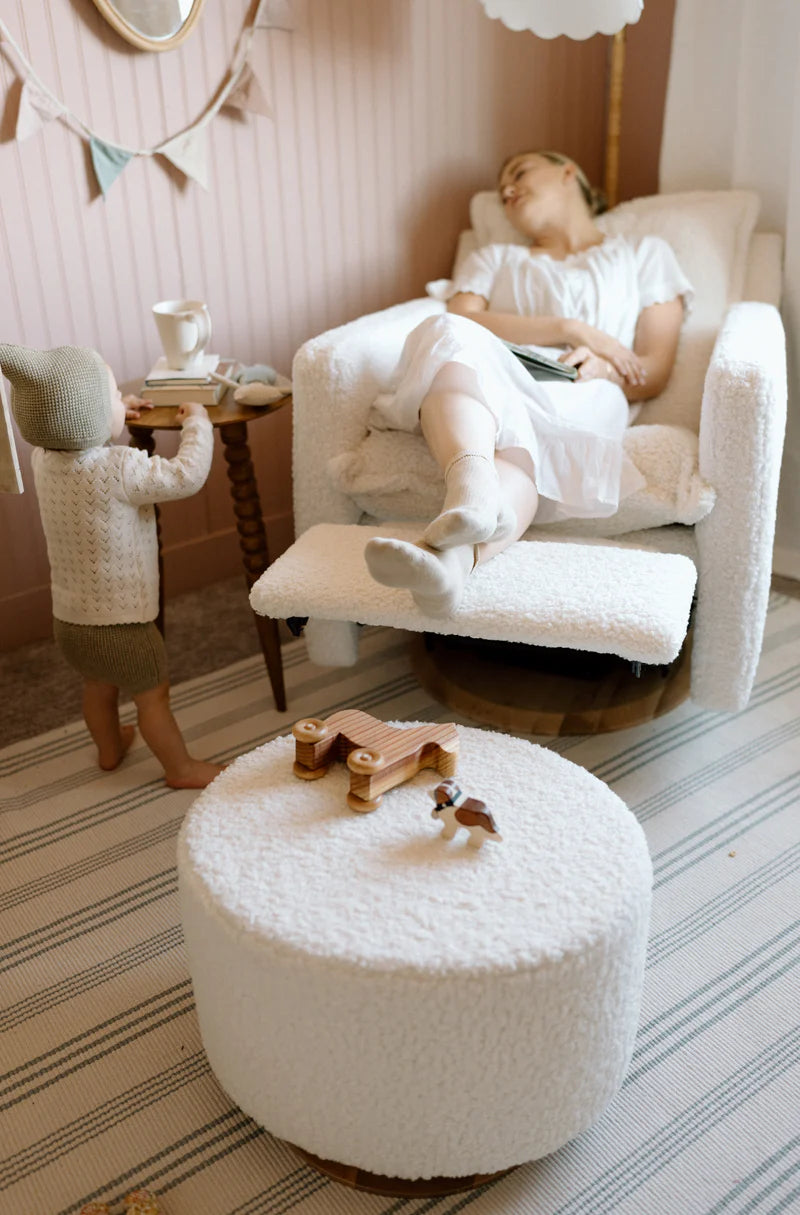 Oilo Ottoman Oval Wood Base- Bambi Baby