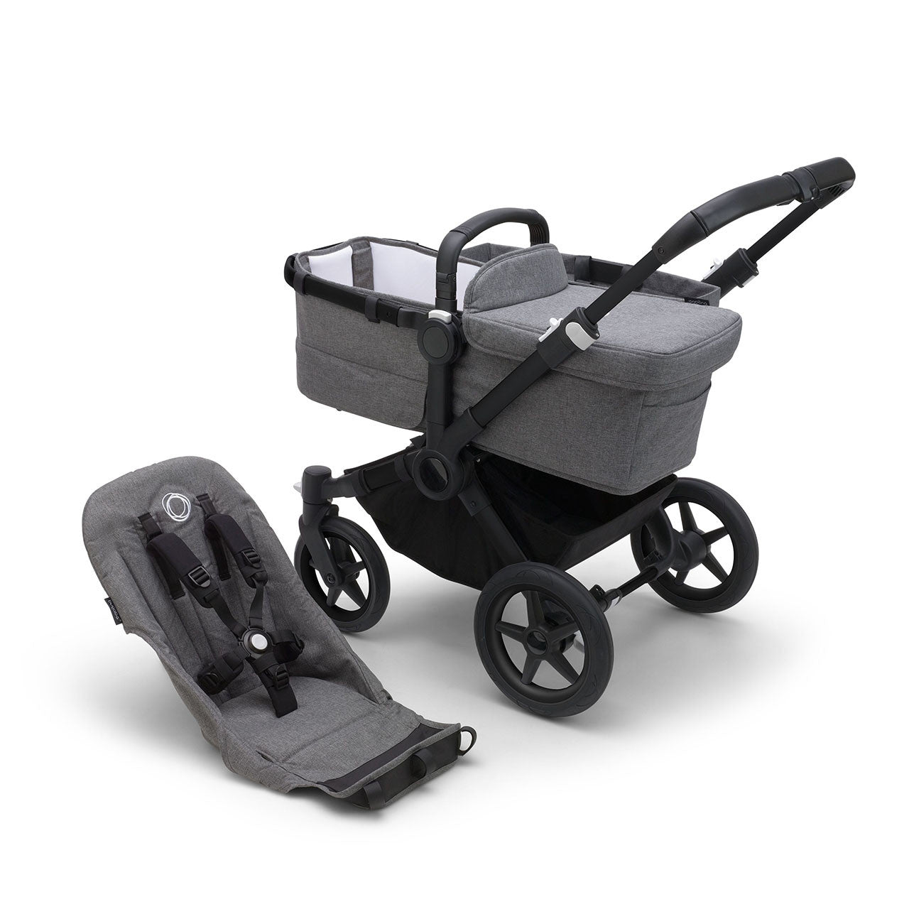 Bugaboo Donkey 5 Base 2023 en Negro/Gris Melange - Bambi Baby