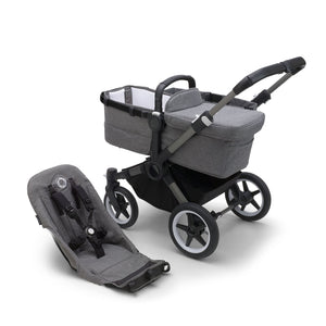 Grey Melange Bugaboo Donkey 5 Base Double Stroller - Side Angle | Bambi Baby