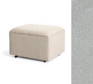 Fog Grey Chenille Oilo Otto Glide Ottoman - 3/4 View with Fabric Swatch | Bambi Baby