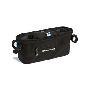 Black Fabric Bumbleride Parent Pack Stroller Organizer - Front View | Bambi Baby