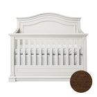 White Silva Jordan Convertible Crib with Nocello Wood Swatch - Front View | Bambi Baby