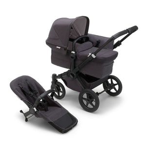 Washed Black Bugaboo Donkey 5 Mono Complete Stroller - Side View with Toddler Seat | Bambi Baby