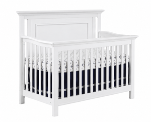 Vintage White Wood Pali Como Flat Top Convertible Crib - Front Three-Quarter View | Bambi Baby