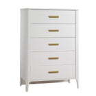 White Natart Palo 5 Drawer Tall Chest - Front Angled View, Luxury Nursery Dresser | Bambi Baby