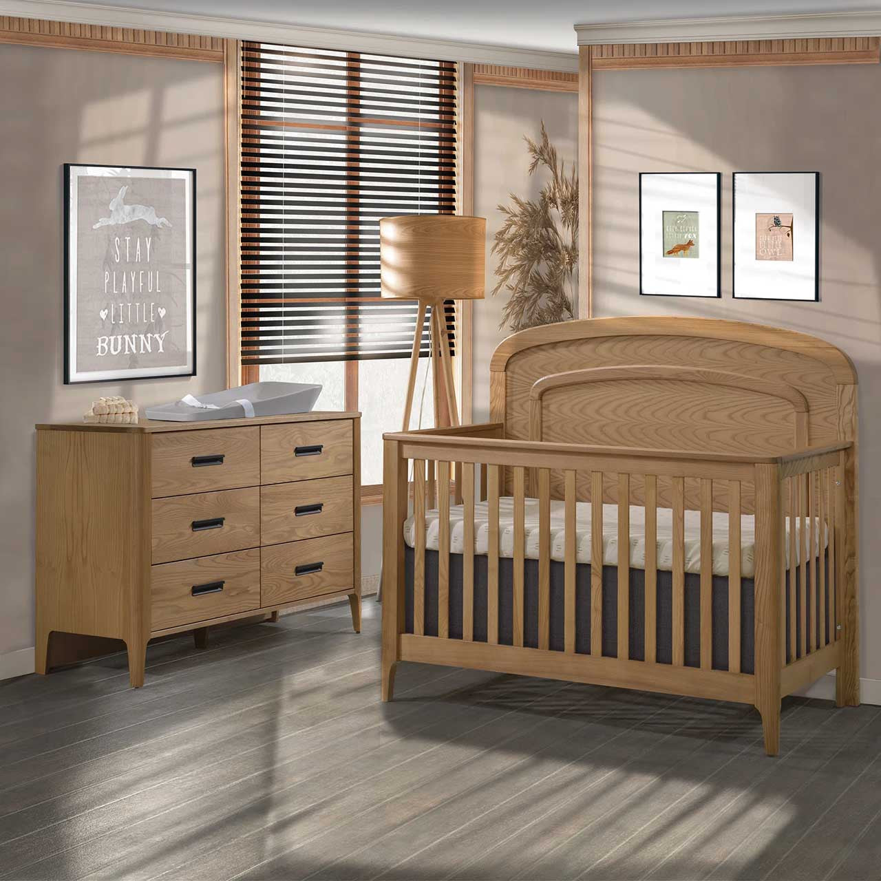 Natart Palo ''5-in-1'' Convertible Crib with Arched Molding  (w/out rails)- Bambi Baby