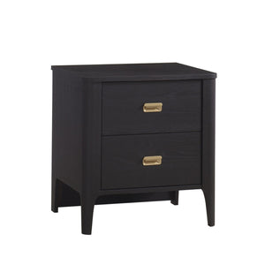 Dusk Black Ash Wood Natart Palo Nursery Nightstand with Gold Handles - Front View | Bambi Baby