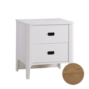 White Ash Wood Natart Palo Nursery Nightstand with Wood Grain Swatch - Front View | Bambi Baby