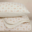 Oilo Fable Blanket- Quilt- Dainty Floral & Eggshell Organic Muslin 45 X 60" - Bambi Baby