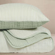 Oilo Fable Blanket- Quilt- Stripe Sea Moss & Sea Moss Organic Muslin 45 X 60" - Bambi Baby