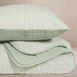 Oilo Fable Blanket- Quilt- Stripe Sea Moss & Sea Moss Organic Muslin 45 X 60" - Bambi Baby