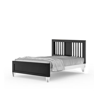 Solid Black Romina Millenario Full-Size Bed with Acrylic Legs - Angle View | Bambi Baby