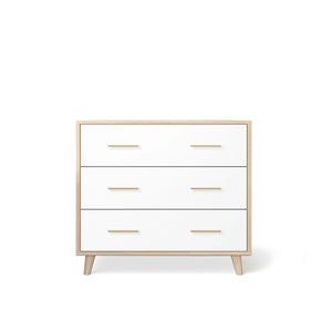 Washed White Solid Beechwood Romina New York Single Dresser 3-Drawer - Front View | Bambi Baby