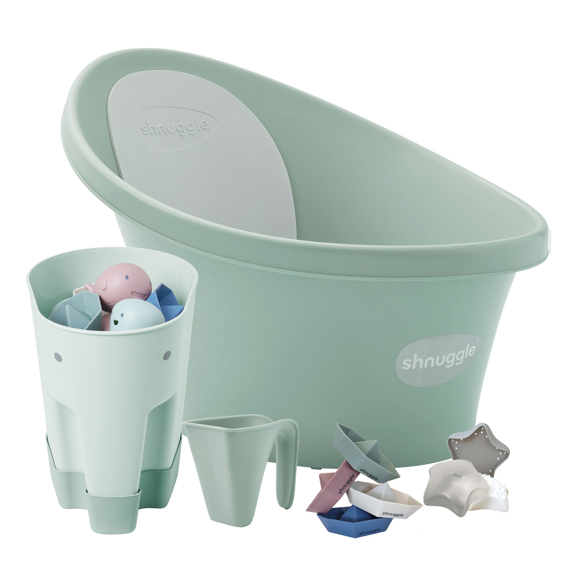 Shnuggle Newborn Bath & Accessories 5-Piece Bundle- Bambi Baby