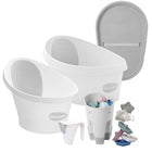 White & Grey Shnuggle Baby Bathtub Bundle with Rinse Cup & Bath Toys - Complete Set | Bambi Baby