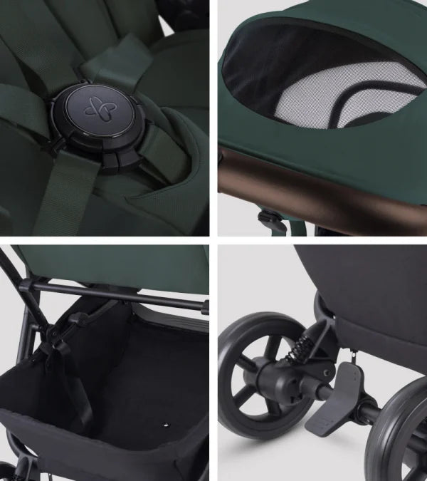Silver Cross Nia Compact Stroller + Folding Bassinet Bundle- Bambi Baby
