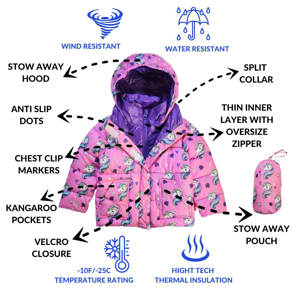 Onekid Car Seat Coat | The Road Coat Vegan - Unicorn Print- Bambi Baby
