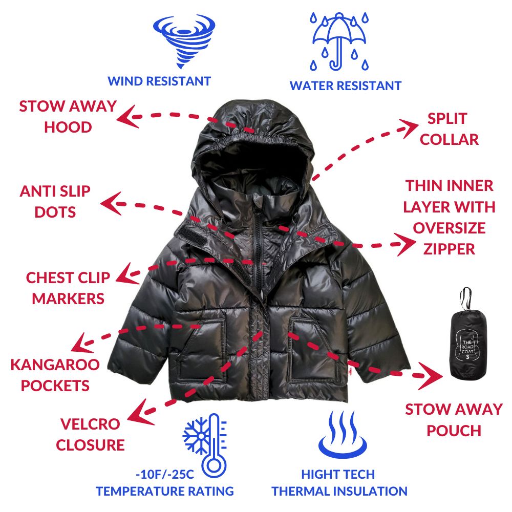 Onekid Car Seat Coat | The Road Coat Vegan - Black- Bambi Baby