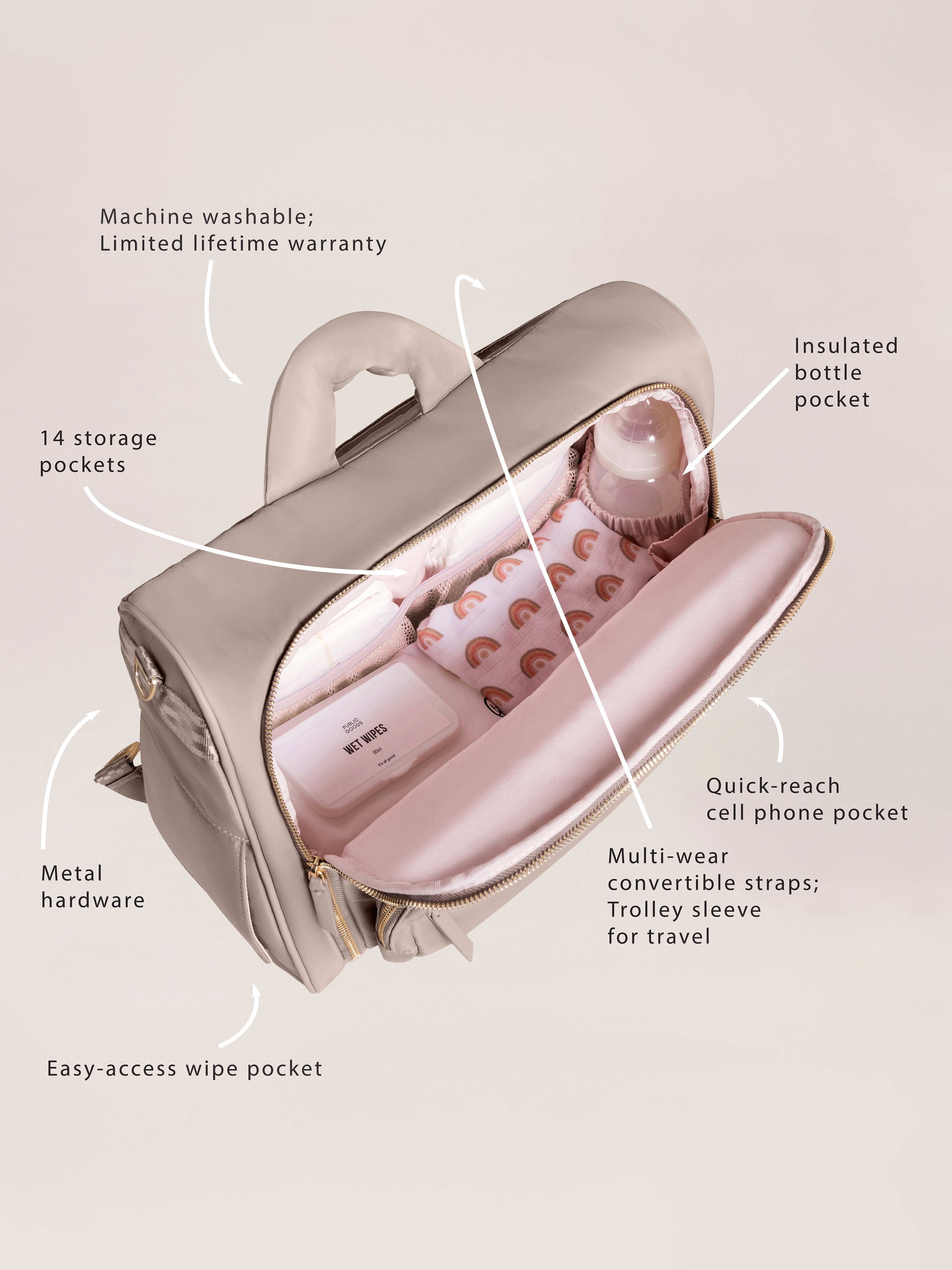 JuJuBe Satchel Diaper Bag - Taupe- Bambi Baby
