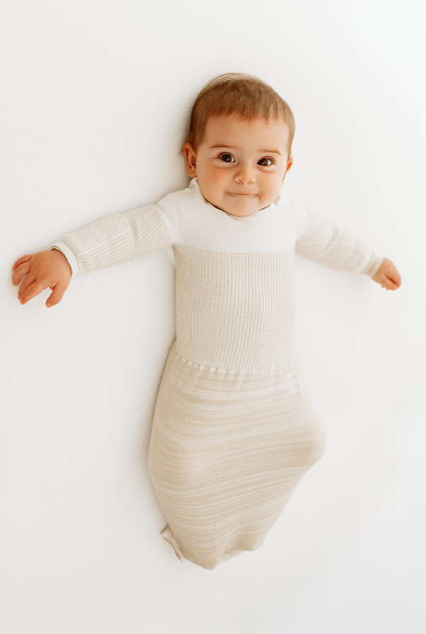 Swaddelini Bamboo Blend Beige Arms Out™ Long Sleeve Sleep Sack- Bambi Baby