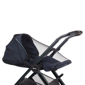 Navy Mesh Silver Cross Dune Reef Bug Net - Side View on Stroller | Bambi Baby