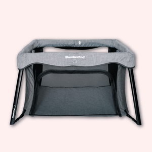 Grey SlumberPod SlumberGo Travel Playard - Front View | Bambi Baby