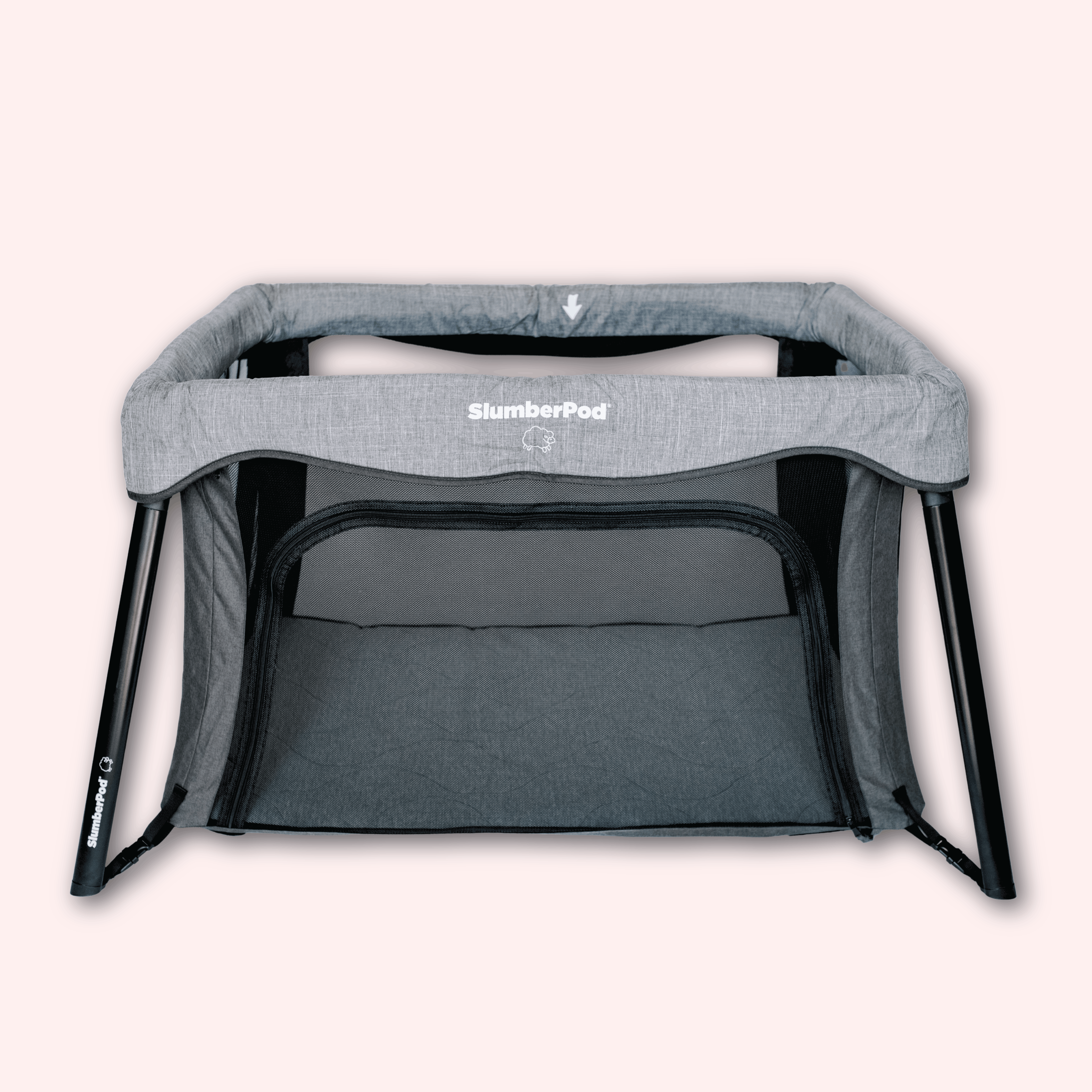Grey SlumberPod SlumberGo Travel Playard - Front View | Bambi Baby