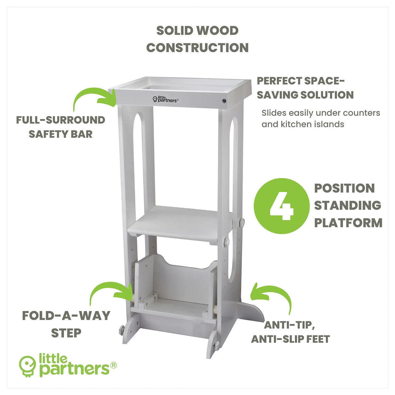 Little Partners Learning Towers - Soft White- Bambi Baby