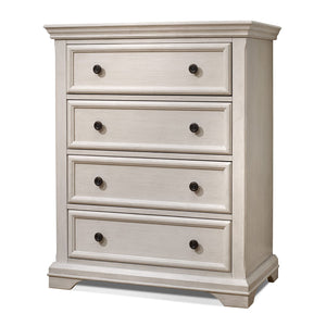 Brushed Ivory Sorelle Portofino 4 Drawer Dresser - Angled Front View | Bambi Baby