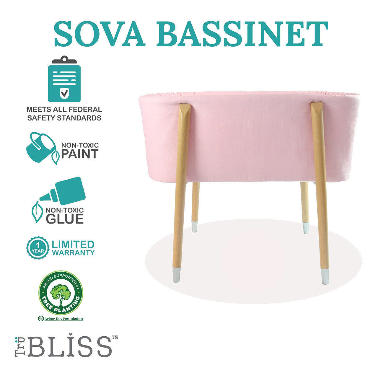 TruBliss Sova Bassinet - Pink- Bambi Baby